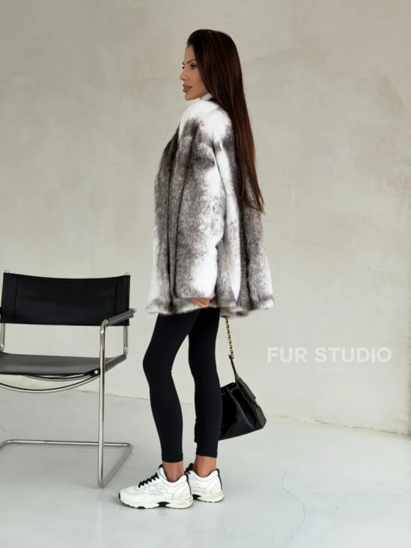 Белая шуба из норки крестовки - фото 8