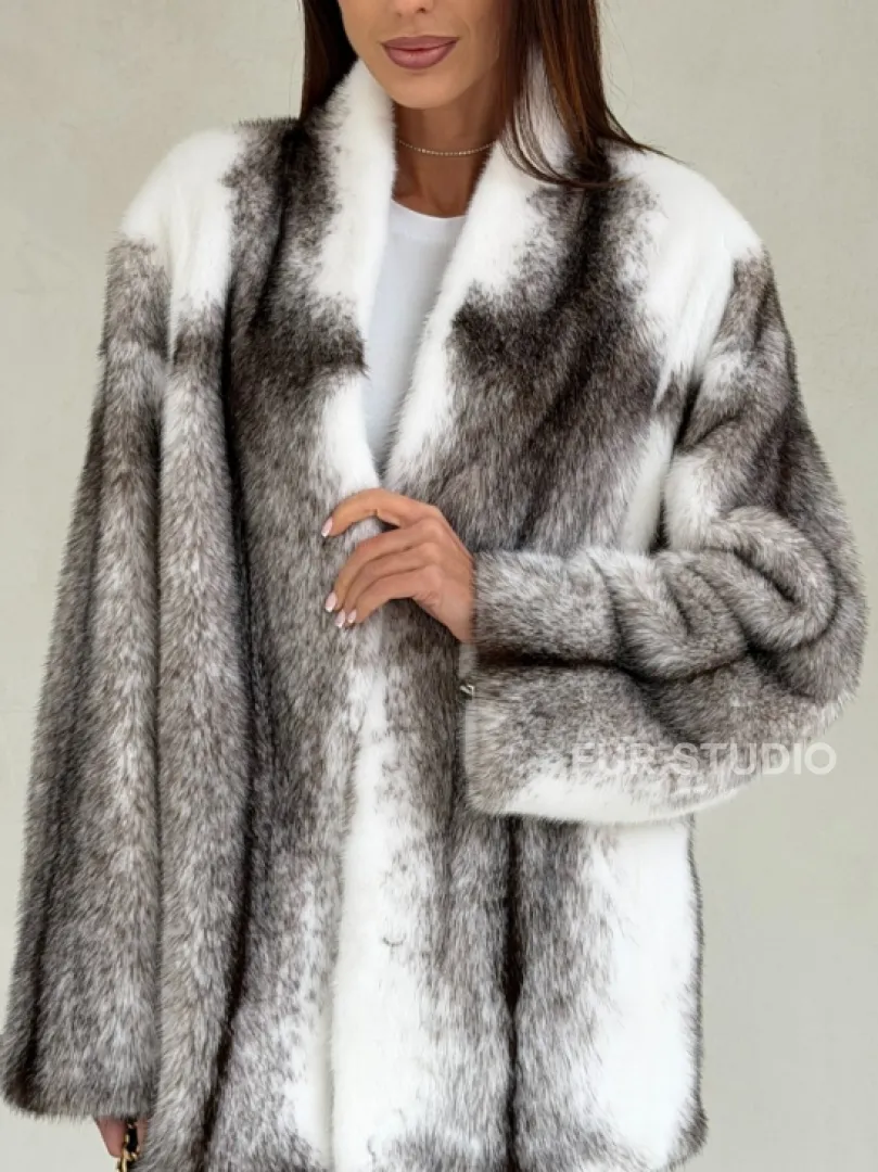 Белая шуба из норки крестовки - фото 1