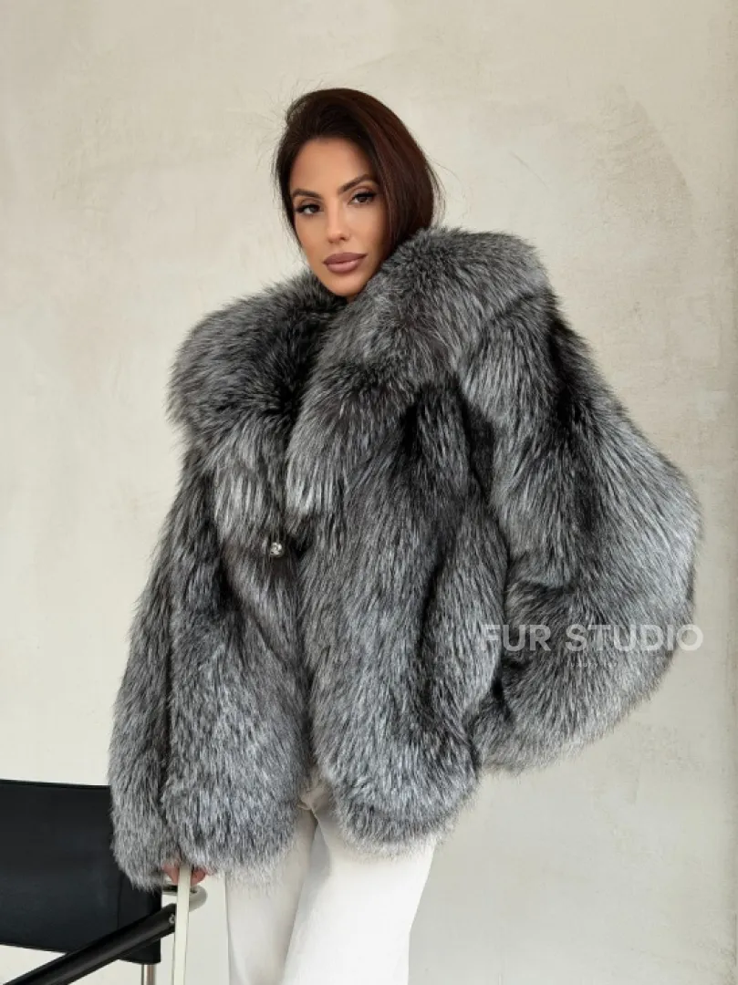 Полушубок из чернобурой лисы