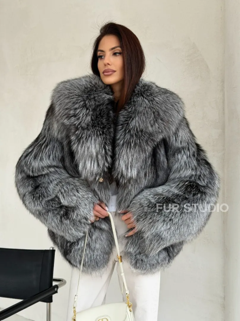 Полушубок из чернобурой лисы - фото 7