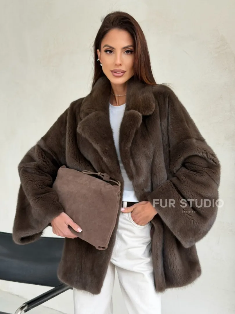 Меховой норковый жакет - английский воротник - фото 0