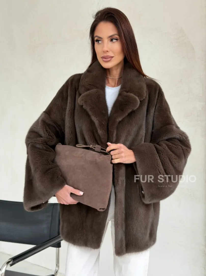 Меховой норковый жакет - английский воротник - фото 6