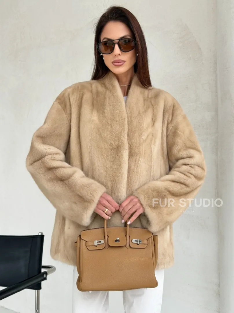 Жакет из натурального меха норки - Palomino - фото 0