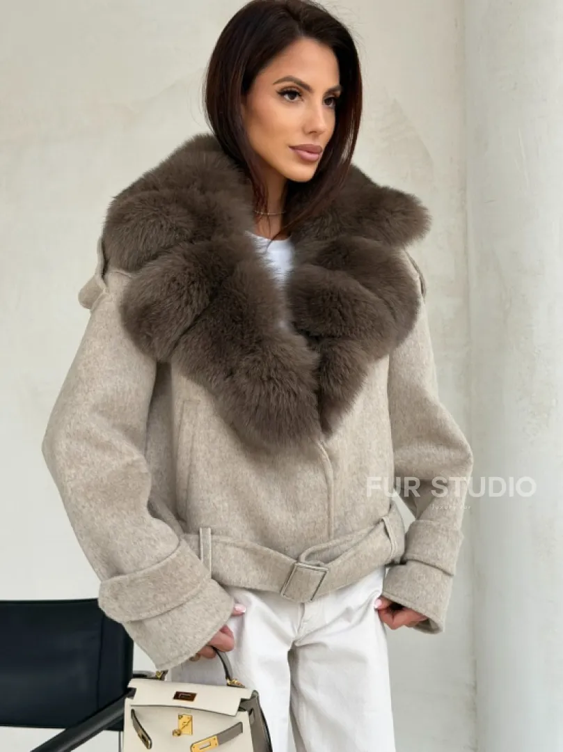 Куртка - пальто с мехом финского песца