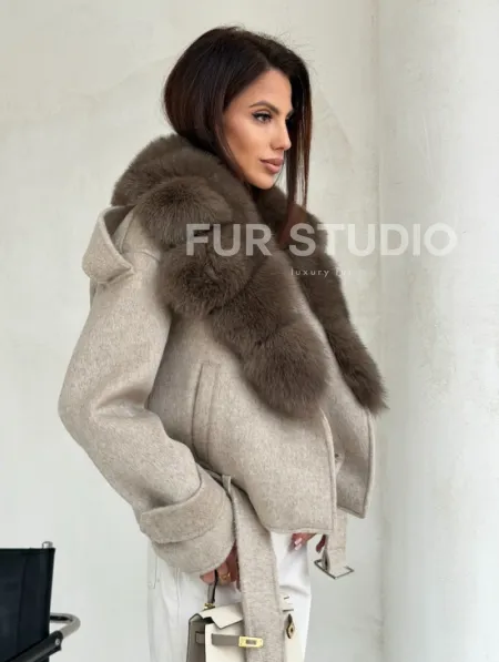 Куртка - пальто с мехом финского песца - фото 7