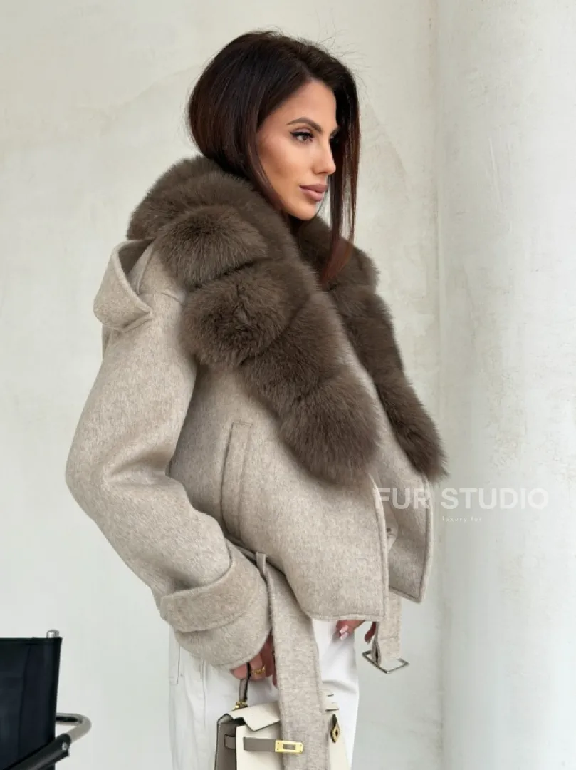 Куртка - пальто с мехом финского песца