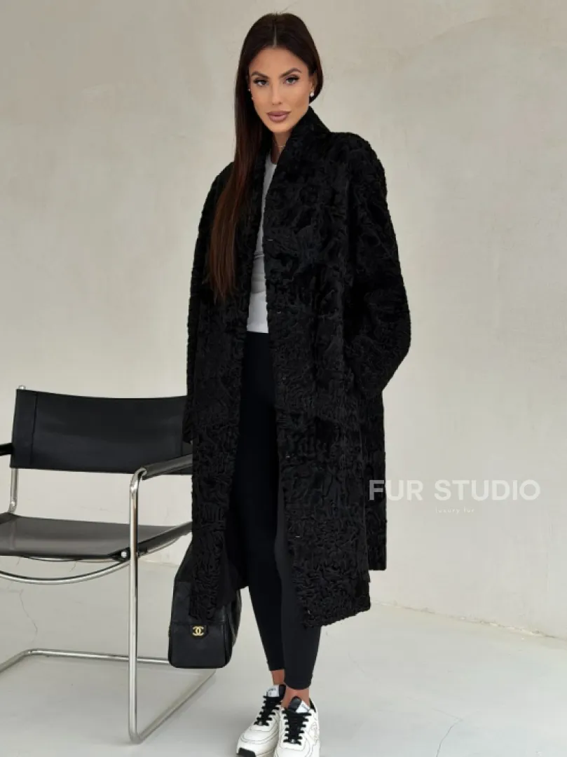Черная шуба из каракуля - фото 4