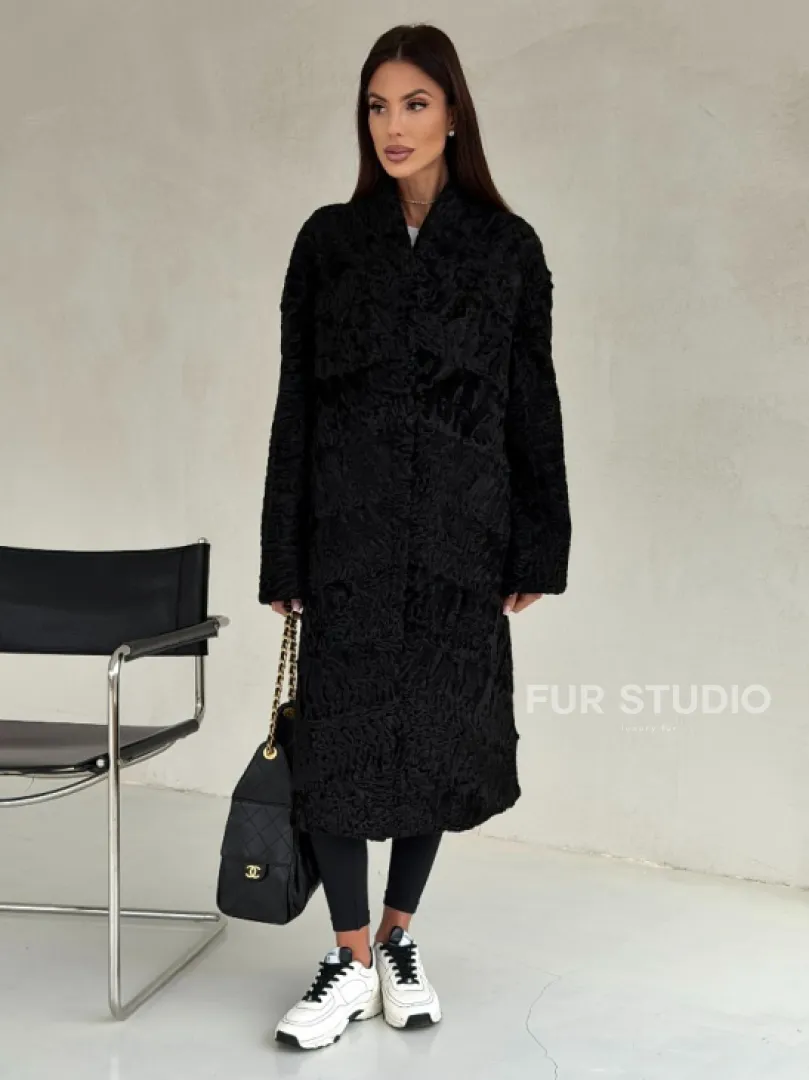 Черная шуба из каракуля - фото 5