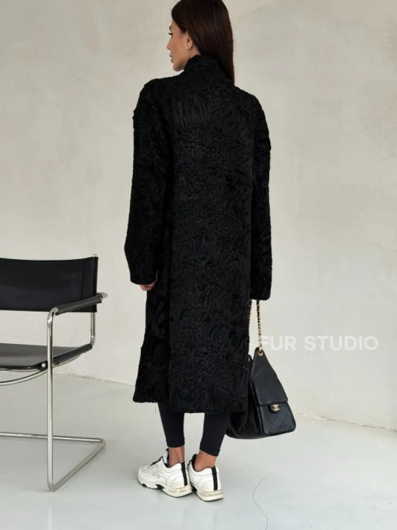 Черная шуба из каракуля - фото 2