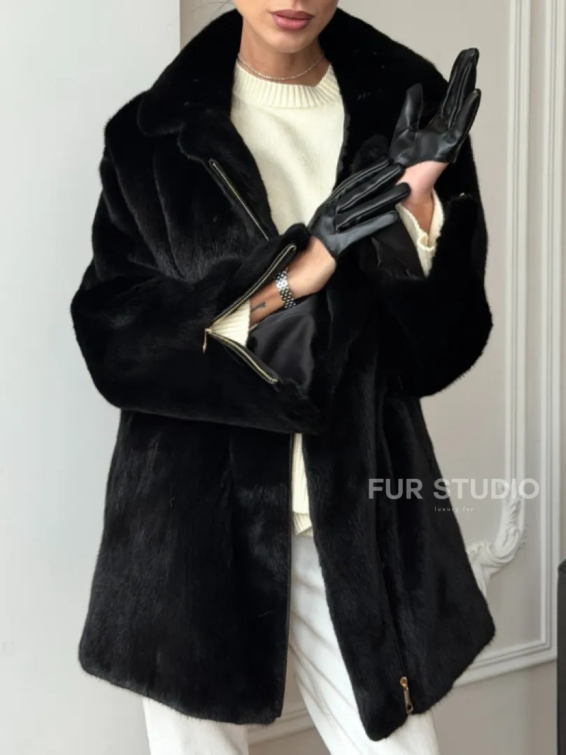 Черная норковая косуха - фото 2