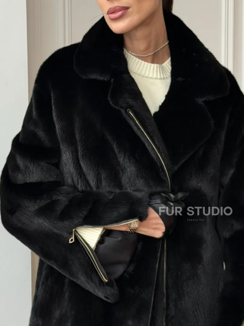 Черная норковая косуха