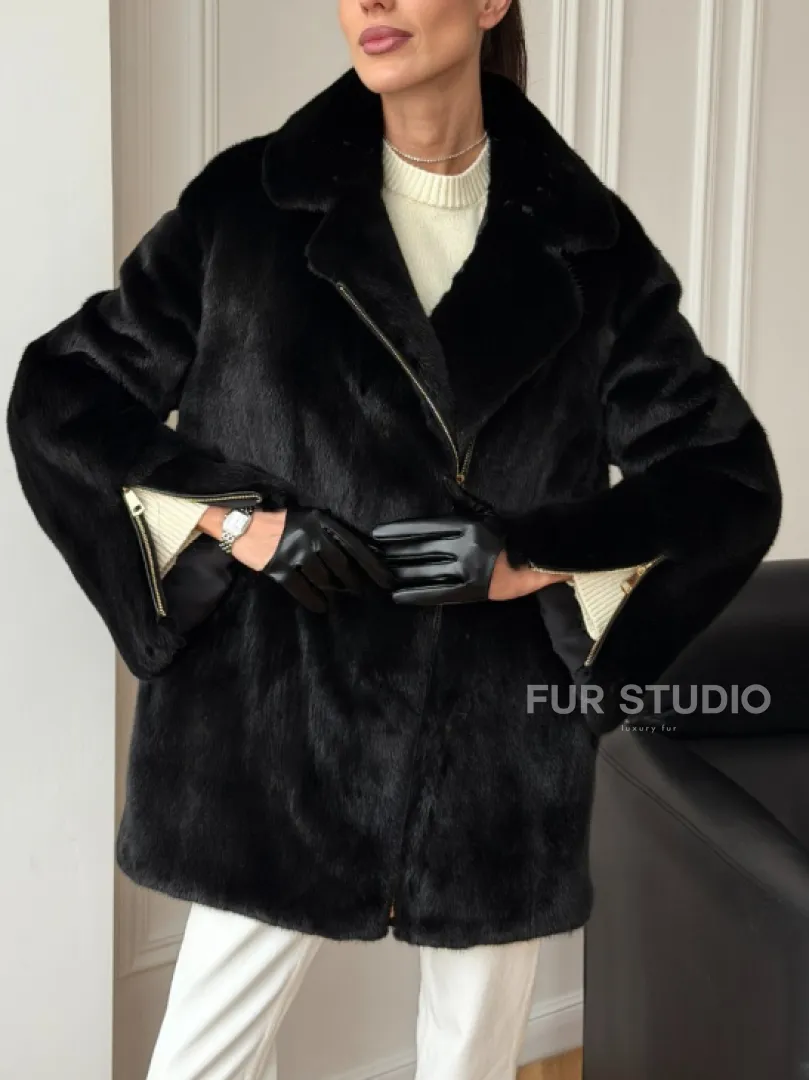 Черная норковая косуха - фото 4