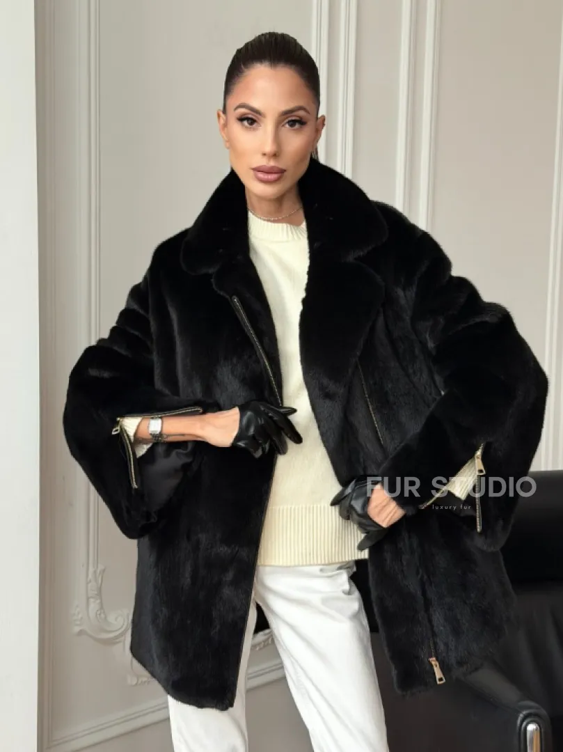 Черная норковая косуха