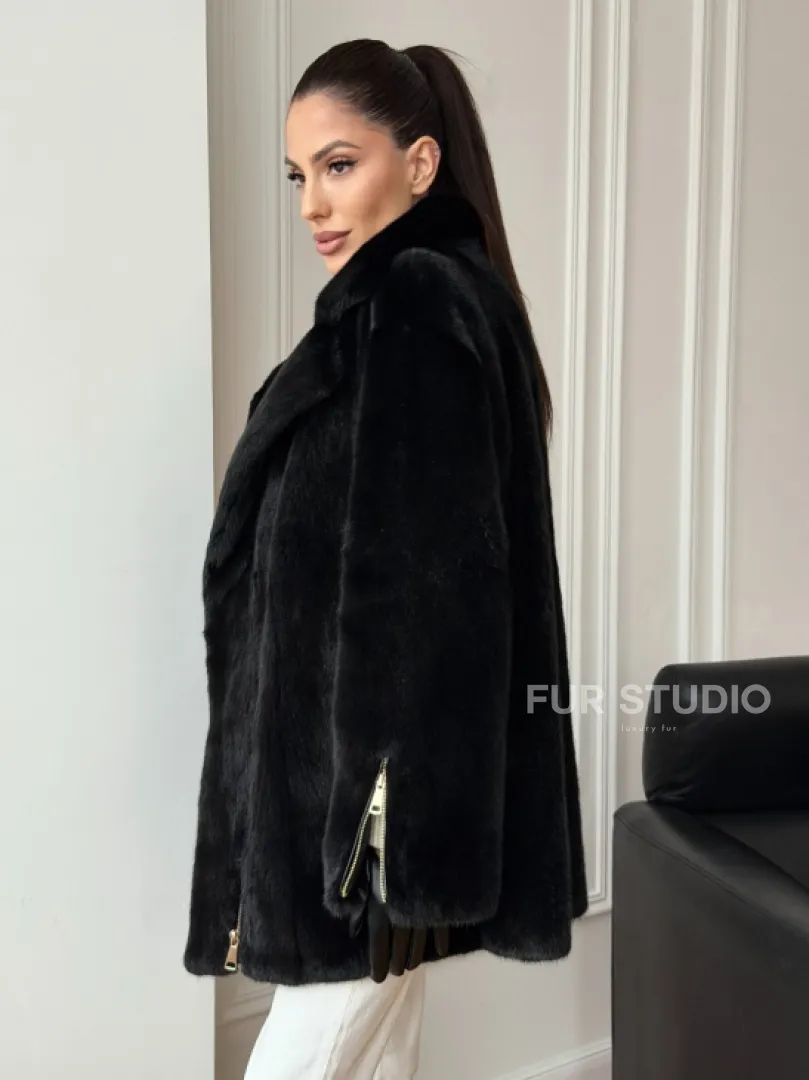 Черная норковая косуха - фото 9