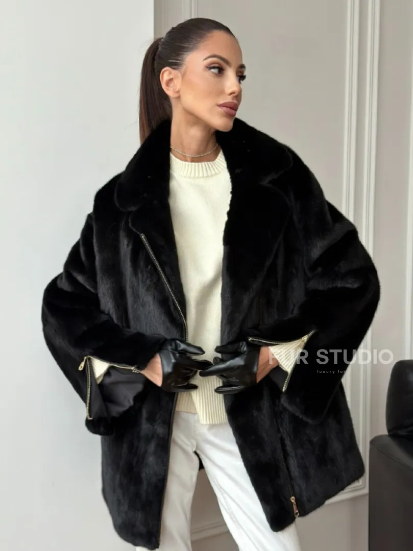 Черная норковая косуха - фото 0