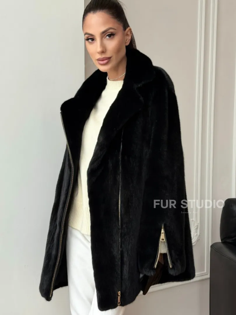 Черная норковая косуха - фото 7