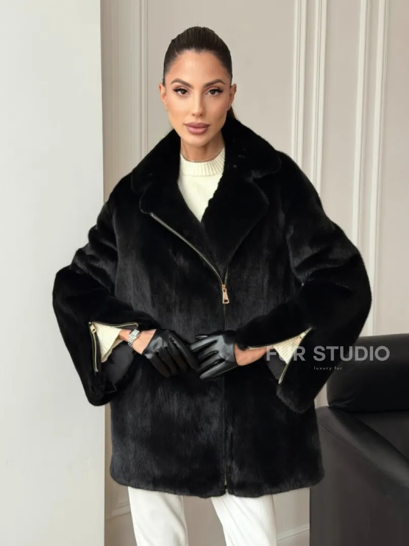 Черная норковая косуха - фото 14