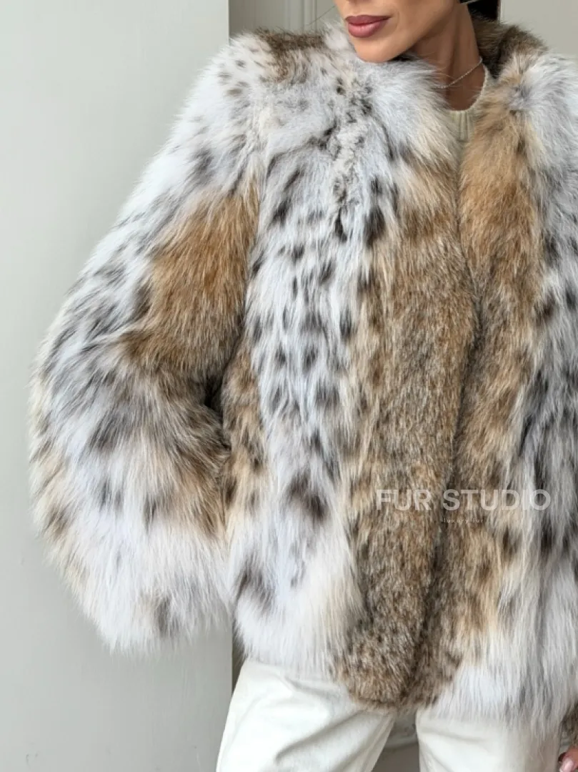 Шуба из натурального меха рыси - фото 1