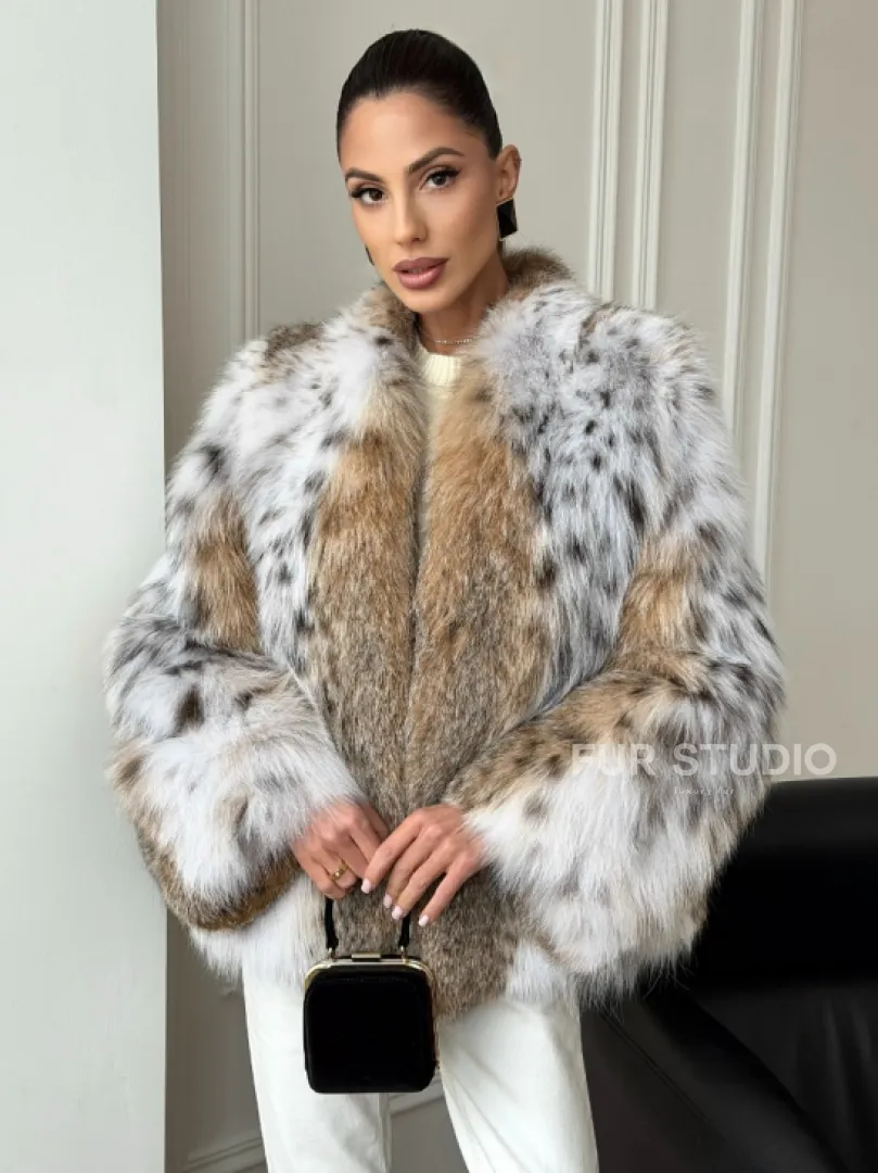 Шуба из натурального меха рыси - фото 0