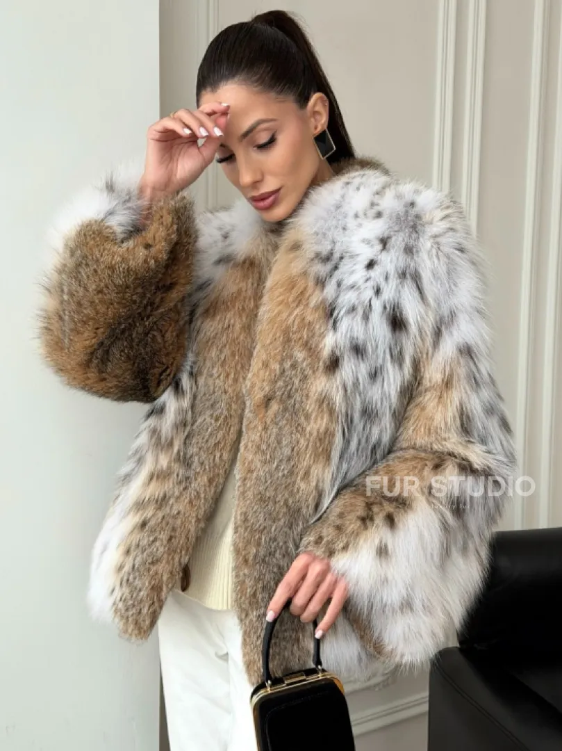Шуба из натурального меха рыси