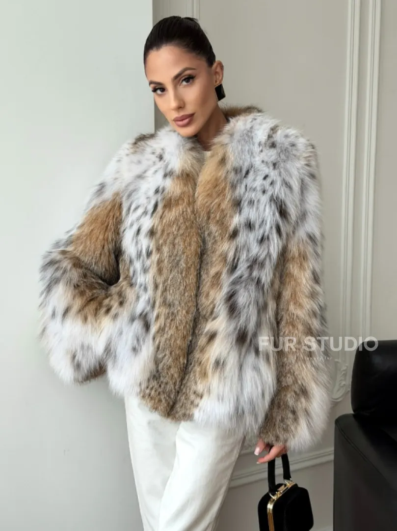 Шуба из натурального меха рыси