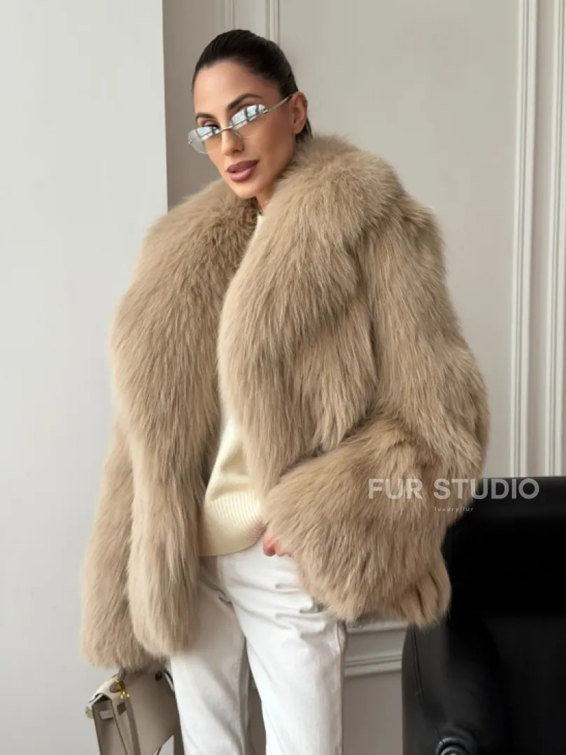 Шуба из лисы в росшив