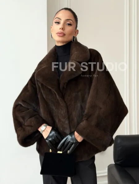 Короткая шуба из натурального меха норки - фото 11