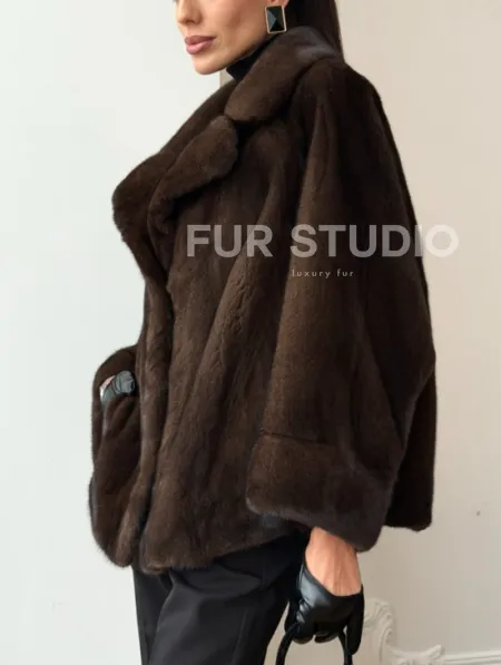 Короткая шуба из натурального меха норки - фото 6