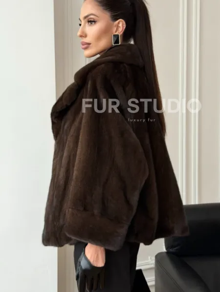 Короткая шуба из натурального меха норки - фото 7