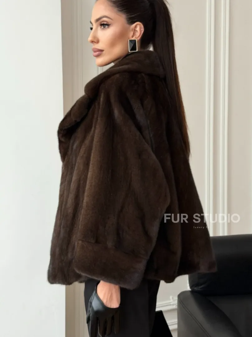 Короткая шуба из натурального меха норки - фото 7