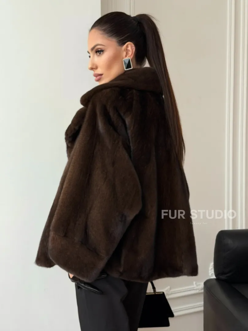 Короткая шуба из натурального меха норки - фото 10