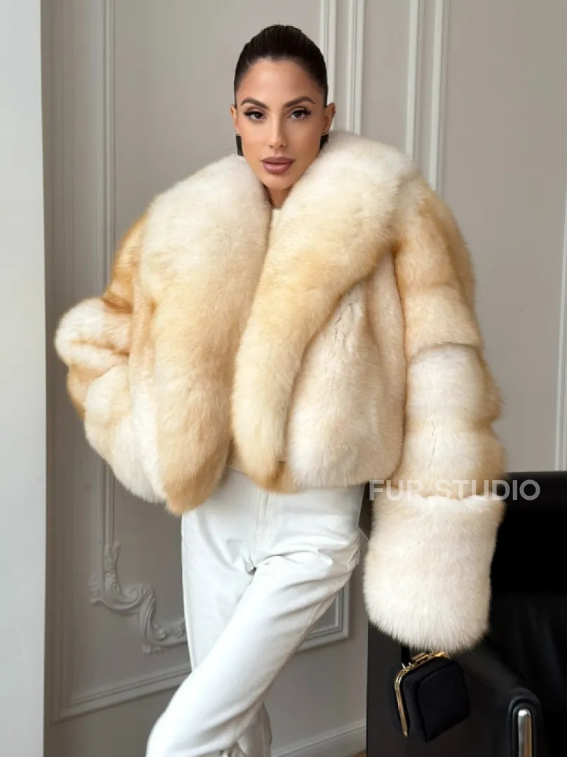 Шуба короткая из меха финского песца - фото 8