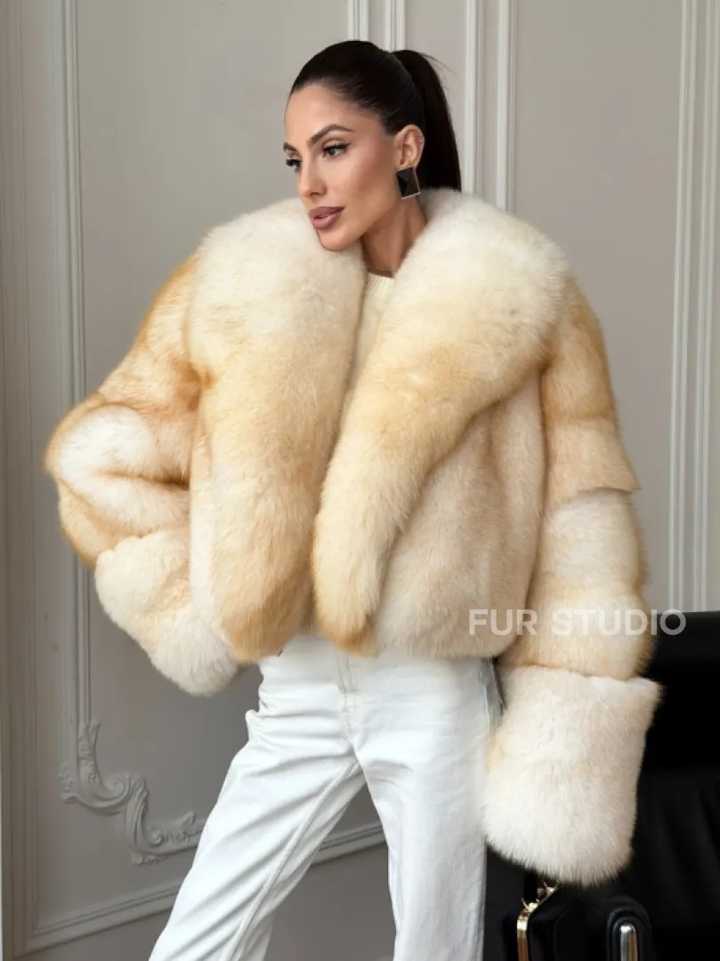 Шуба короткая из меха финского песца - фото 10