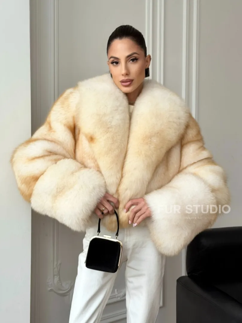 Шуба короткая из меха финского песца - фото 12