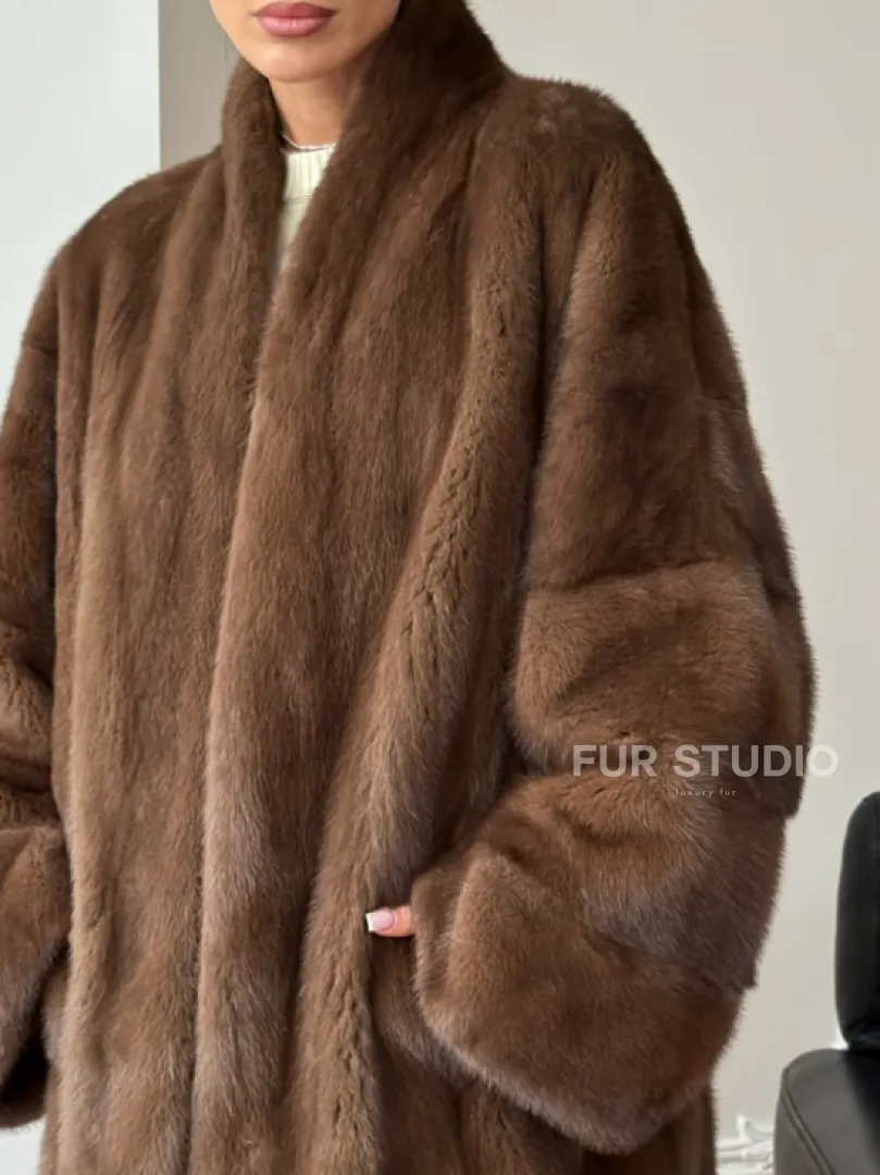 Полушубок из норки - цвет соболь