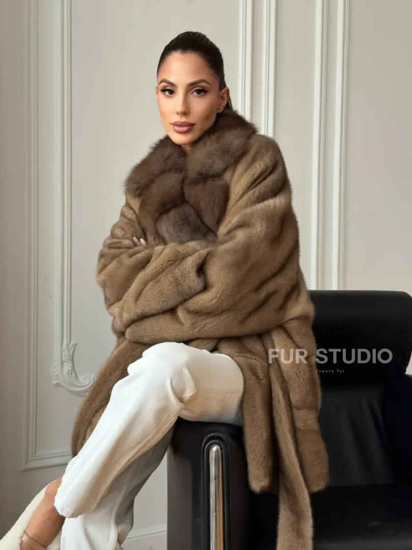 Шуба норка - воротник куница - фото 10