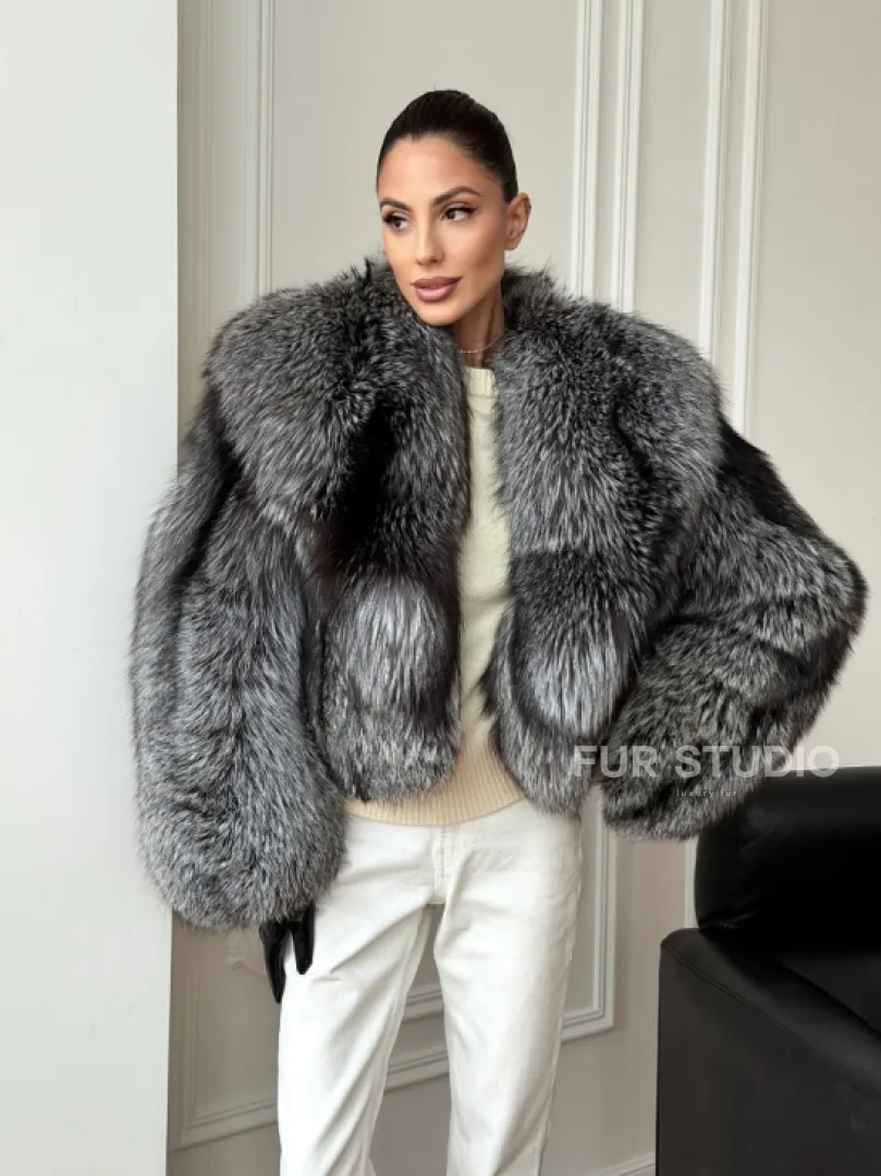 Кроп-шуба из чернобурой лисы - фото 12