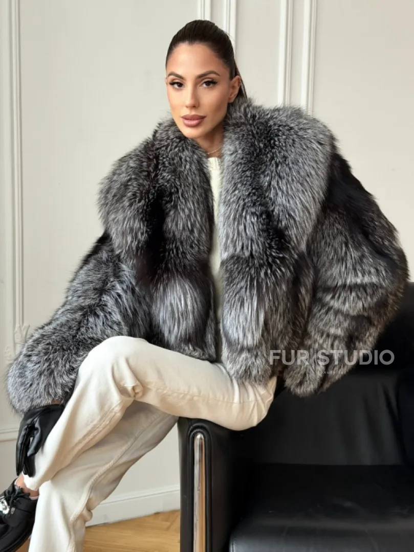 Кроп-шуба из чернобурой лисы - фото 6