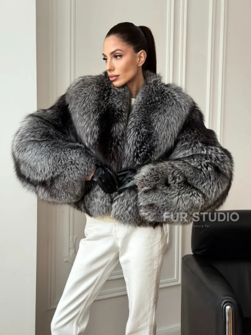 Кроп-шуба из чернобурой лисы - фото 10