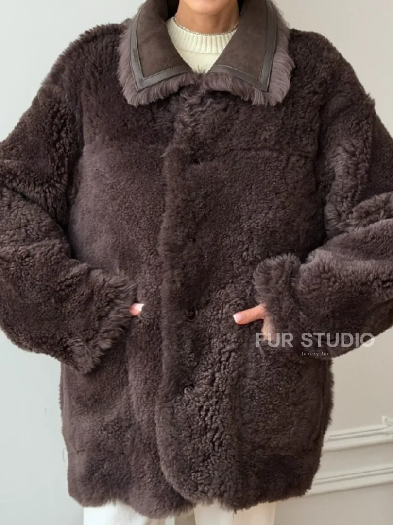 Двухсторонняя дубленка - мех тиградо - фото 3