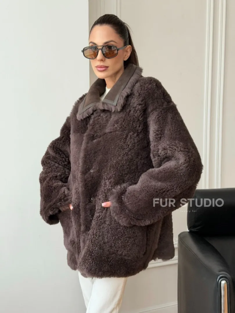 Двухсторонняя дубленка - мех тиградо - фото 12