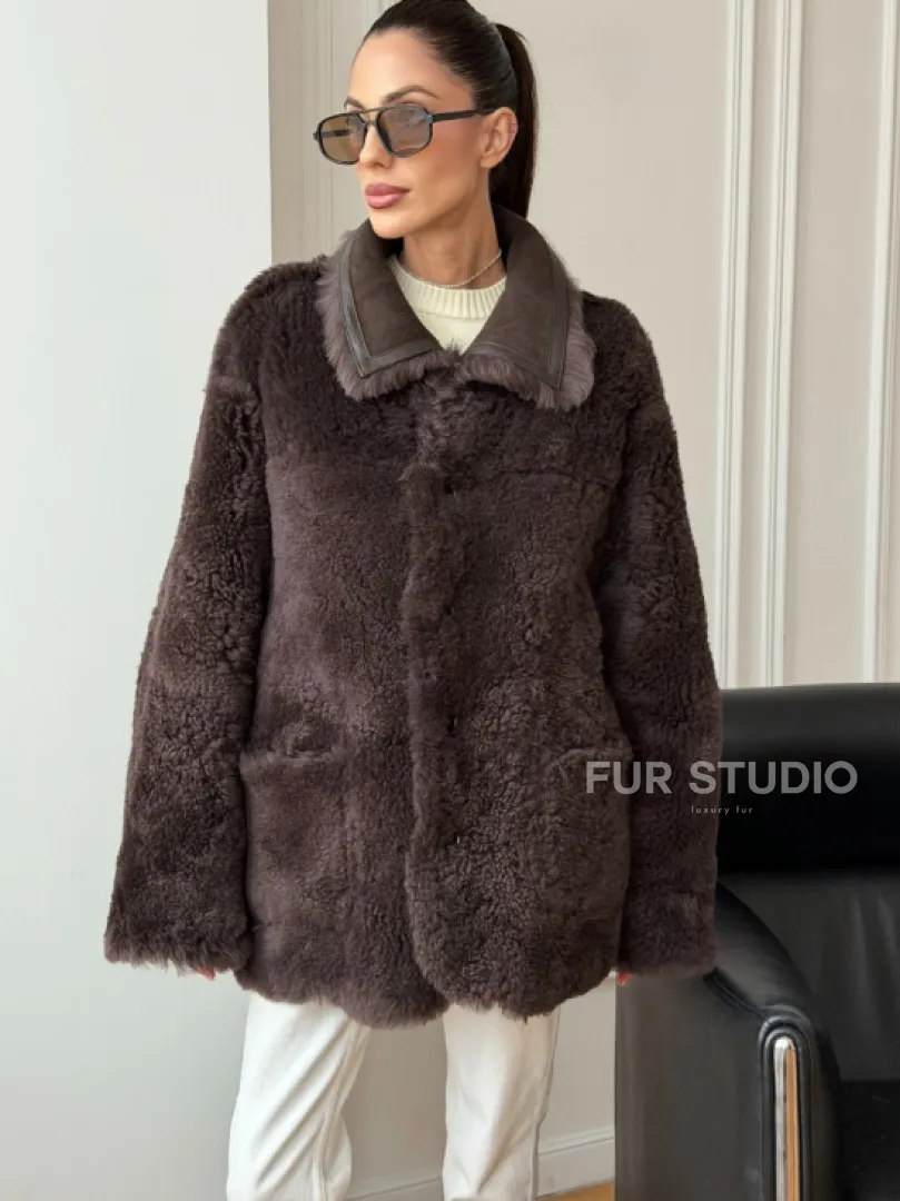 Двухсторонняя дубленка - мех тиградо - фото 7