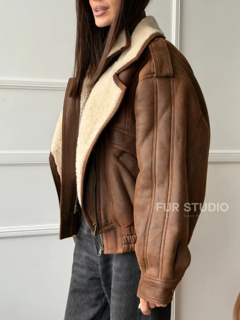 Молодежная куртка - дубленка из овчины - фото 3