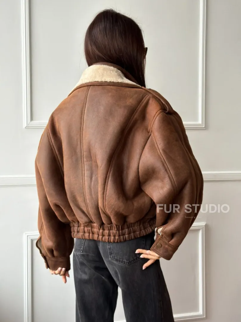 Молодежная куртка - дубленка из овчины