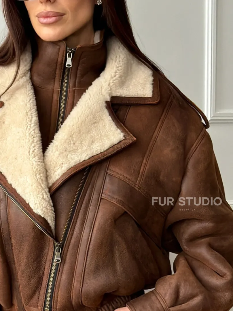 Молодежная куртка - дубленка из овчины - фото 1