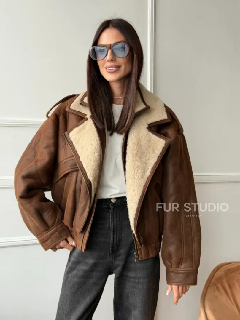 Молодежная куртка - дубленка из овчины