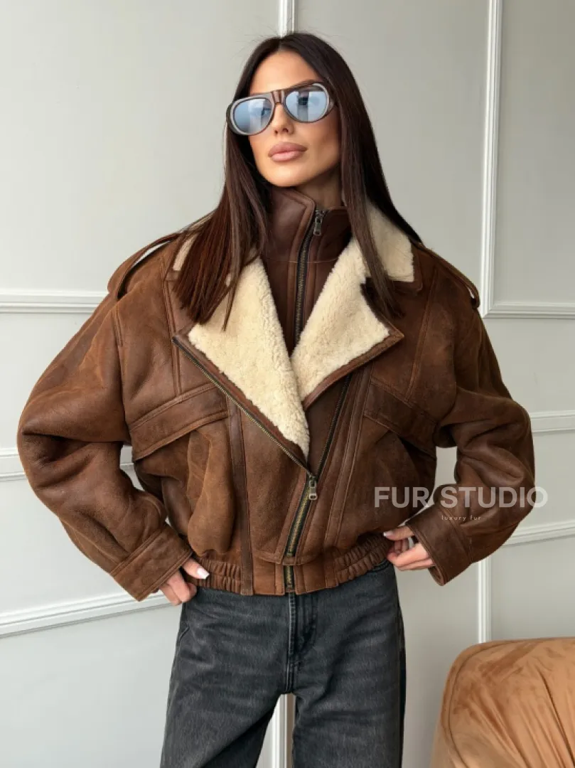 Молодежная куртка - дубленка из овчины - фото 5