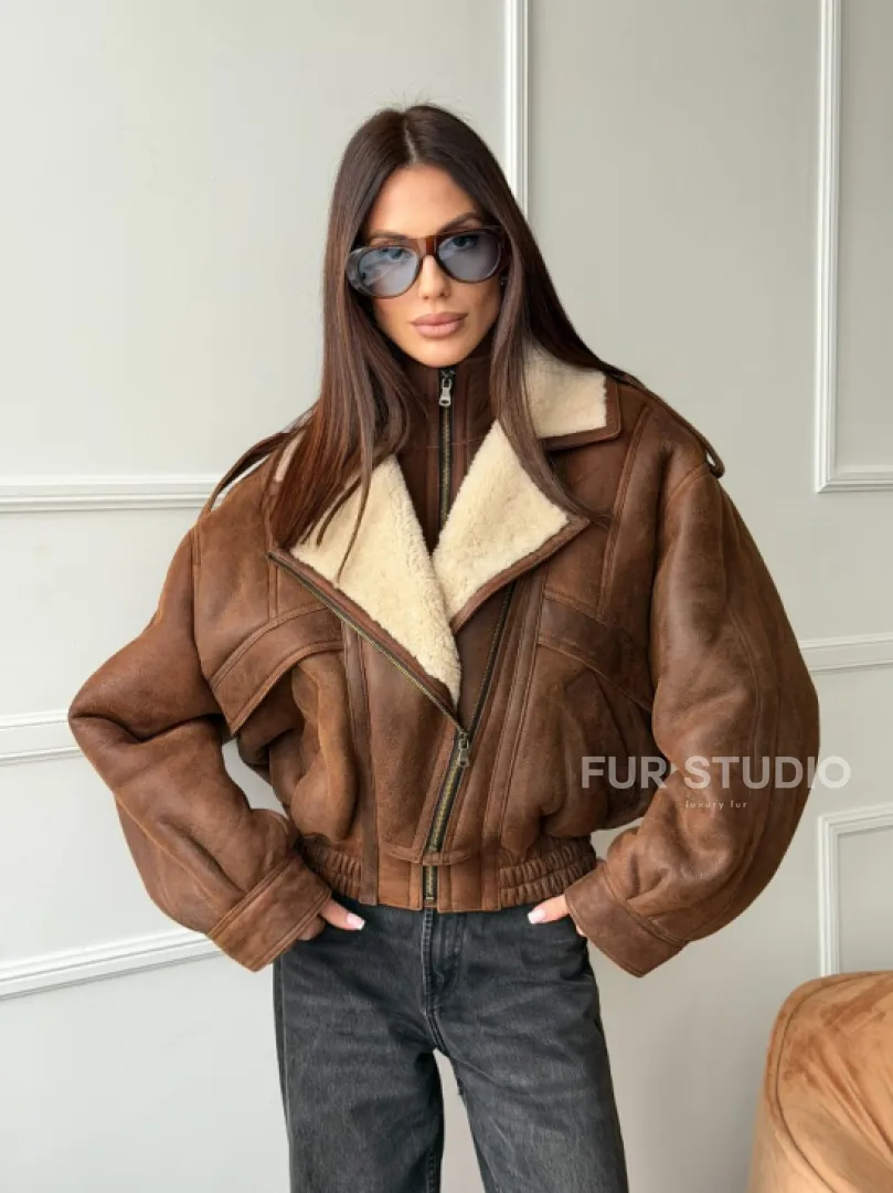 Молодежная куртка - дубленка из овчины - фото 12