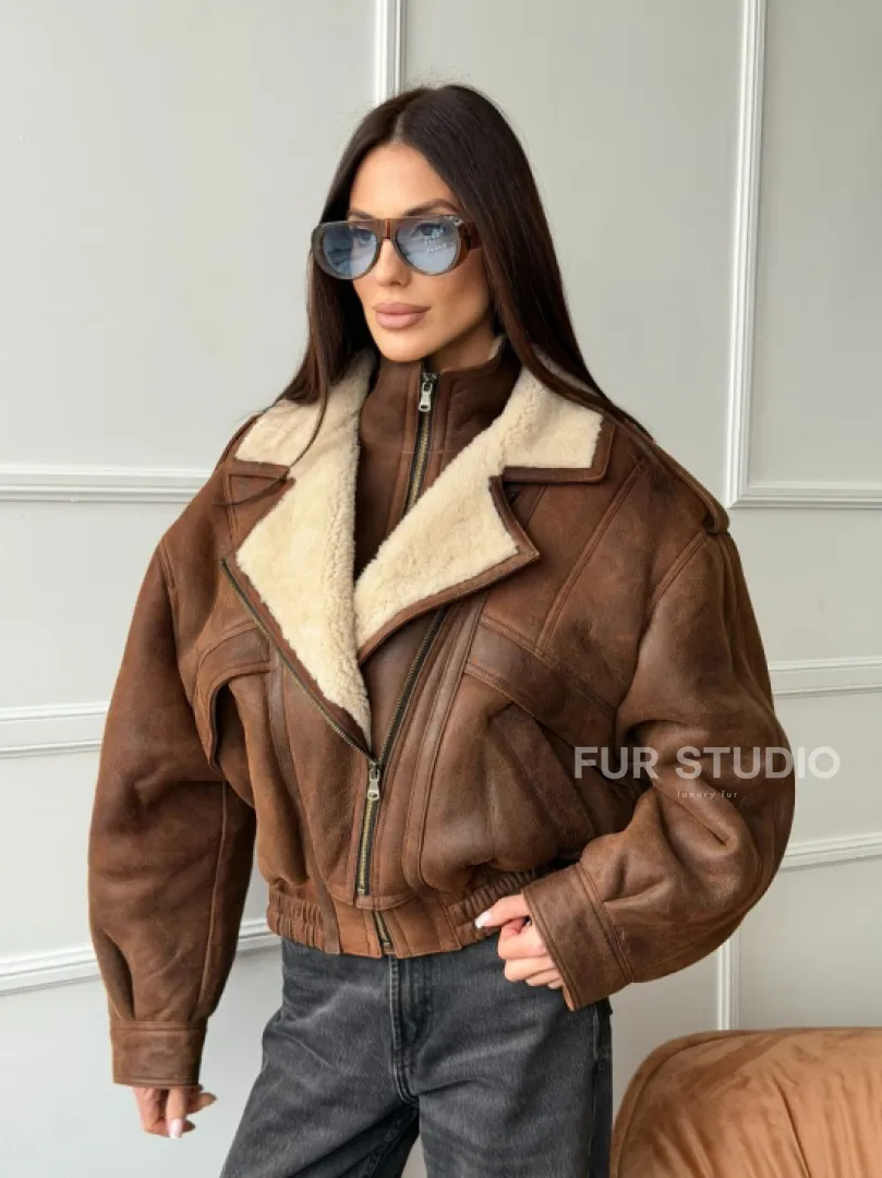 Молодежная куртка - дубленка из овчины - фото 10