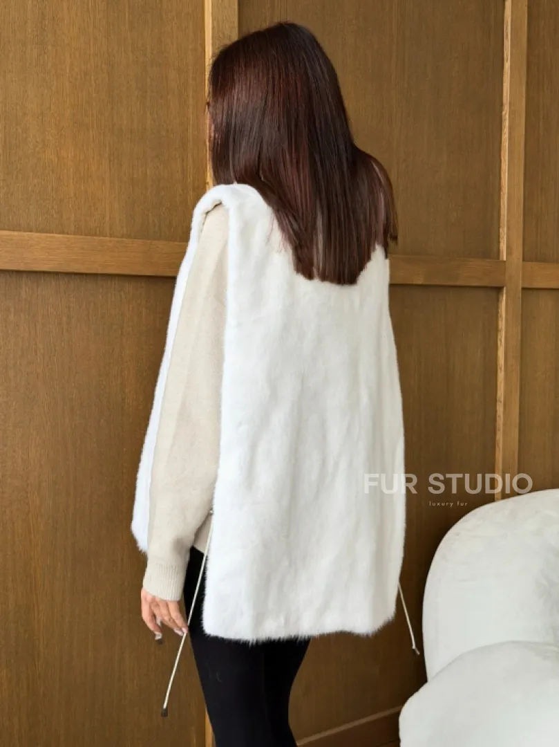 Белая норковая манишка